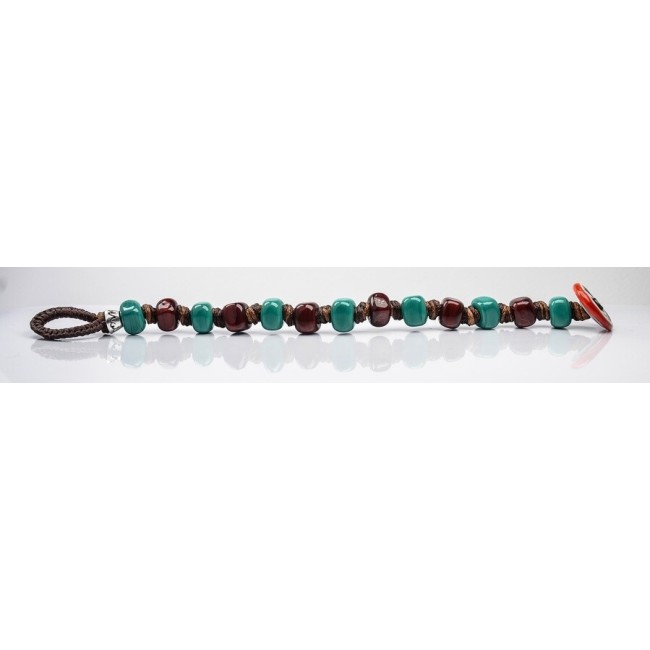 Bracciale Moi Ottanio con perle in vetro verdi e bordeaux unisex