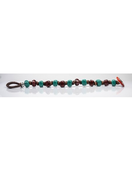 Bracciale Moi Ottanio con perle in vetro verdi e bordeaux unisex