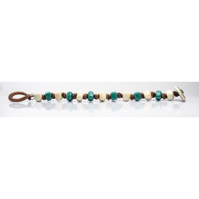 Moi Salina bracelet with unisex sand and light blue glass beads