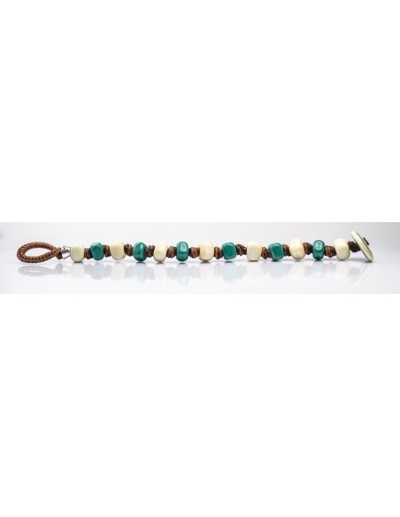 Moi Salina bracelet with unisex sand and light blue glass beads