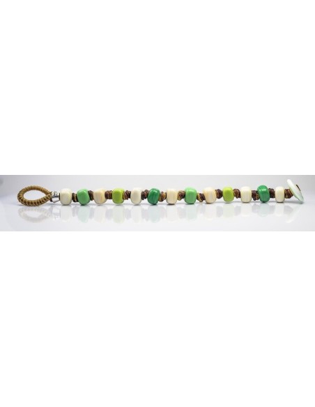 Moi Viride bracelet with unisex green and white glass beads