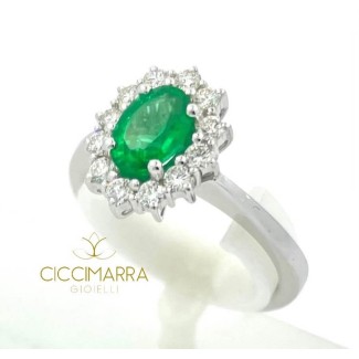 Giorgio Visconti emerald ring in white gold and diamonds AB15300S
