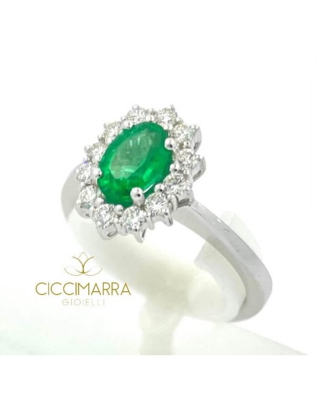 Anello con Smeraldo Giorgio Visconti in oro bianco e diamanti AB15300S