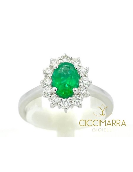 Anello con Smeraldo Giorgio Visconti in oro bianco e diamanti AB15300S