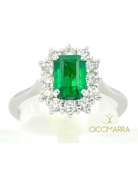 Giorgio Visconti emerald ring in white gold and diamonds AB16673BS