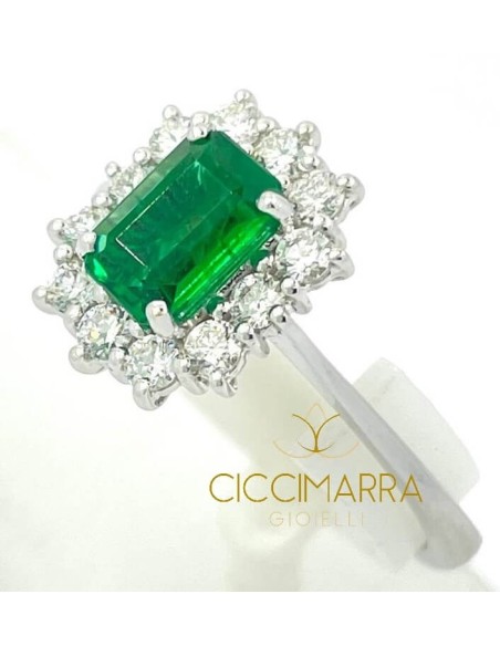 Giorgio Visconti emerald ring in white gold and diamonds AB16673BS