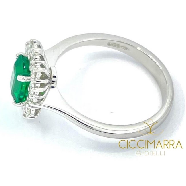 Giorgio Visconti Smaragdring aus Weißgold und Diamanten AB16673BS