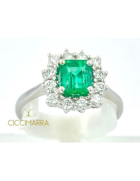 Ring mit Smaragd Ciccimarra Gioielli in Weißgold und Diamanten - CISM01