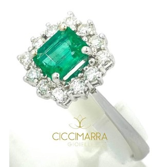 Ring with Emerald Ciccimarra Gioielli in white gold and diamonds - CISM01 2