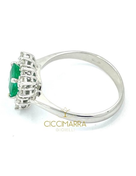 Anello con Smeraldo Ciccimarra Gioielli in oro bianco e diamanti - CISM01