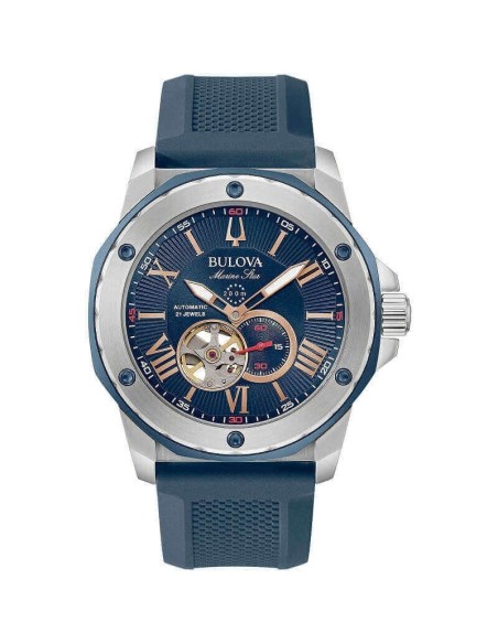 Bulova Automatic Marine Star watch blue rubber strap -98A282