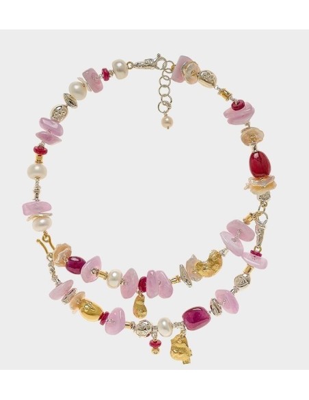 Collana Misani collezione Accenti con Rubini, Kunzite e Diamante