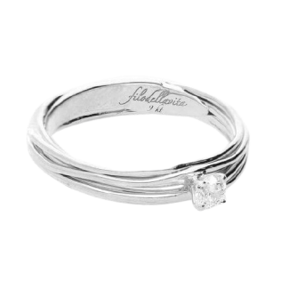 Filodellavita Solitaire 7 strands in white gold with diamond 0.14ct AN102BB / 14