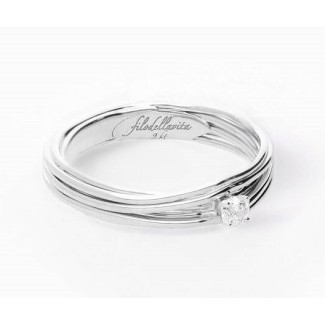 Filodellavita Solitaire 7 strands in White gold with diamond 0.08 ct -AN102BB