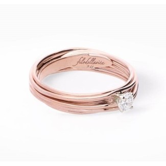 Filodellavita Solitario 7 fili in oro Rosa con diamante 0,18 ct -AN102RB