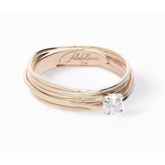 Filodellavita 7-Draht Solitaire in Gelbgold mit Diamant 0,23 ct AN102GB