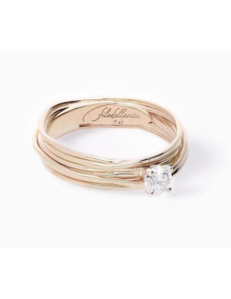 Filodellavita Solitario 7fili in oro Giallo con diamante 0,23ct AN102GB