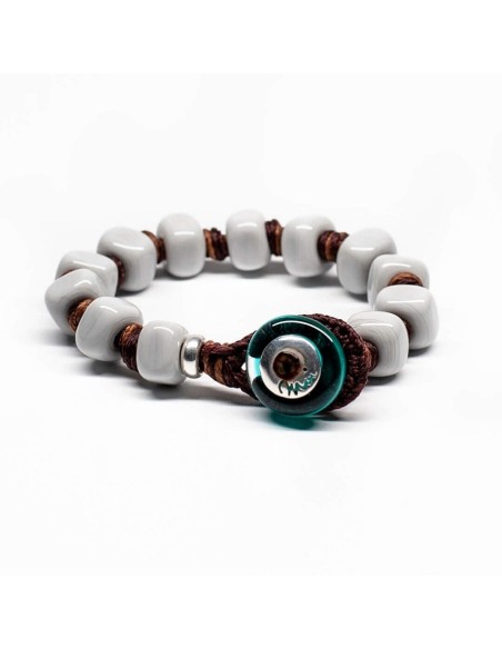 Bracciale Moi Cadetto con pietre in vetro grigio chiaro unisex