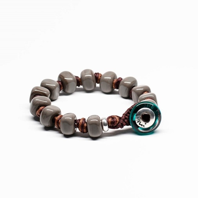 Moi Apollo bracelet with unisex gray glass stones