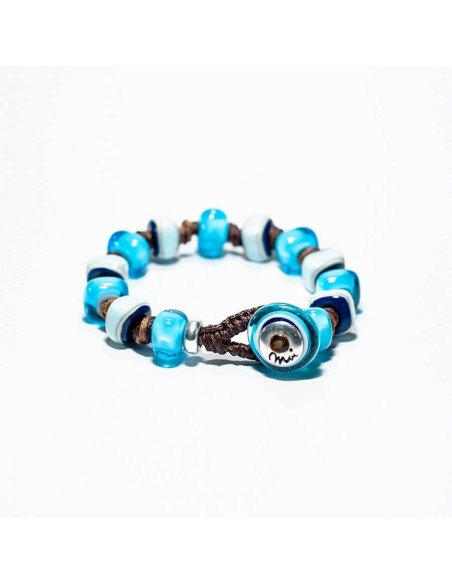 Bracciale Moi Beach con pietre in vetro blu e turchese unisex