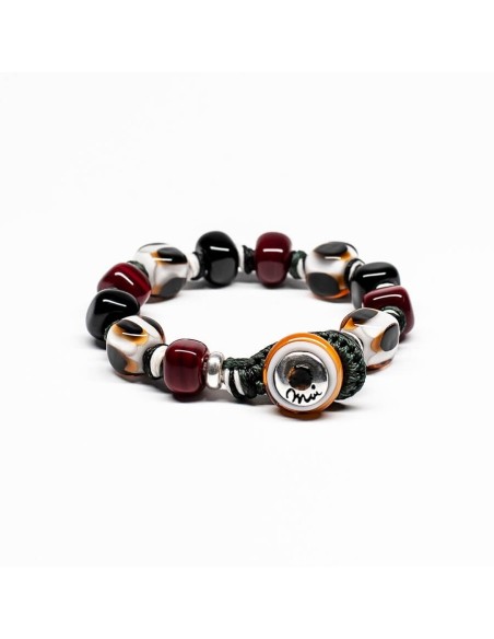 Moi Oros Armband mit unisex schwarzen und weißen Bordeauxglassteinen