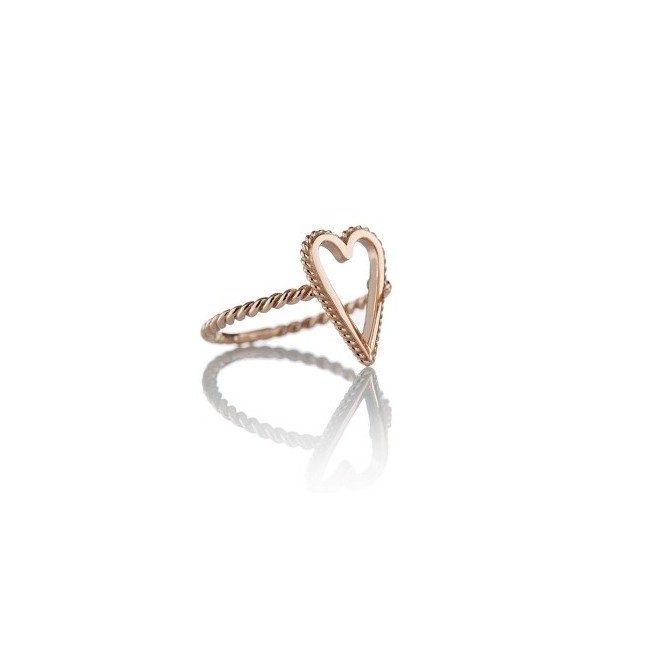 Anello Otto Gioielli in oro rosa con cuore grande vuoto