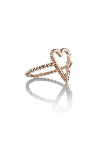 Anello Otto Gioielli in oro rosa con cuore grande vuoto