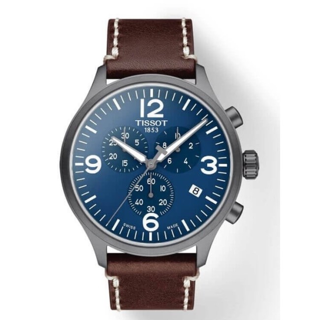 Tissot Chrono XL Black Leather Head Watch - T1166173604700