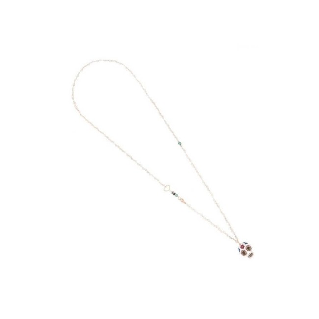 Collana Maman et Sophie argento rosè e teschio
