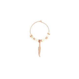 Single earring Maman et Sophie with Aulite mother of pearl and feather