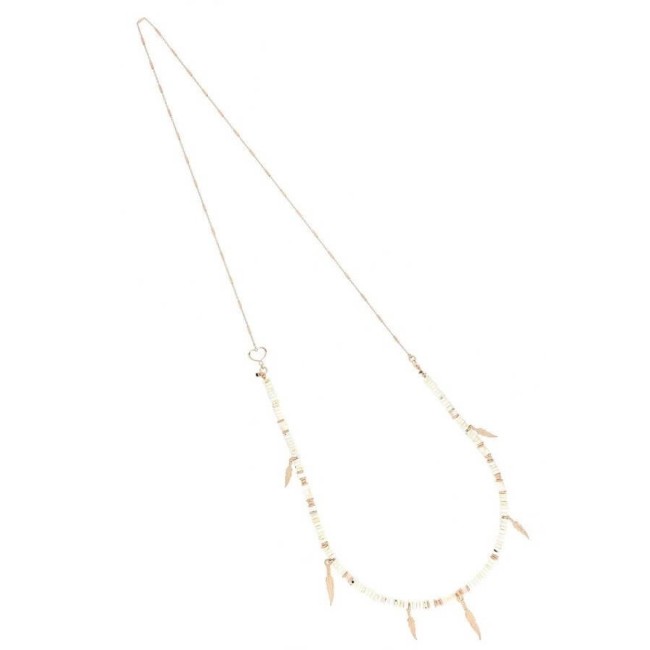 Maman et Sophie long necklace with white stones and feather GCUSA0P