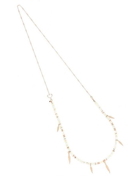 Maman et Sophie long necklace with white stones and feather GCUSA0P