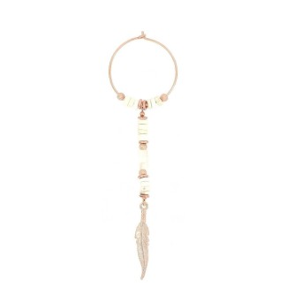 Long Maman et Sophie earring with Feather, Aulite and Mother of Pearl