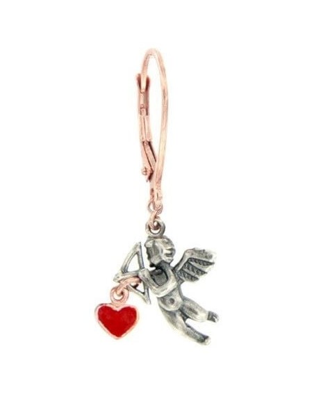 Einzelner Ohrring Maman et Sophie Amor und kleines rotes Herz