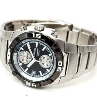 Seiko Chronograph Herrenuhr Schwarz - SNN031P1