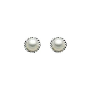 Miluna pearl earrings with white gold torchon contour - PPN995BM