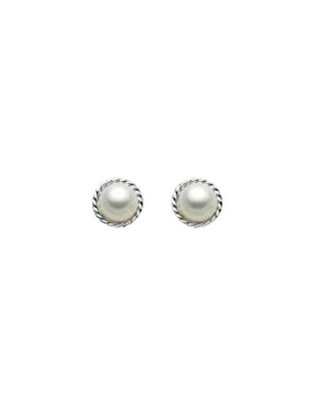 Miluna pearl earrings with white gold torchon contour - PPN995BM