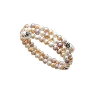 Mimì Lollipop three strand bracelet with multicolor pearls and silver - B0M396X4