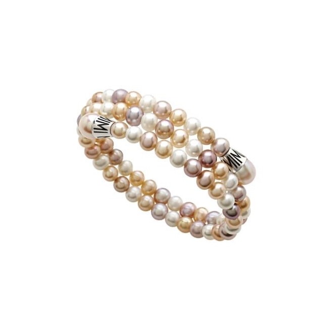 Mimì Lollipop three strand bracelet with multicolor pearls and silver - B0M396X4