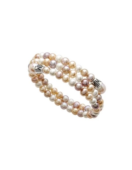 Mimì Lollipop three strand bracelet with multicolor pearls and silver - B0M396X4