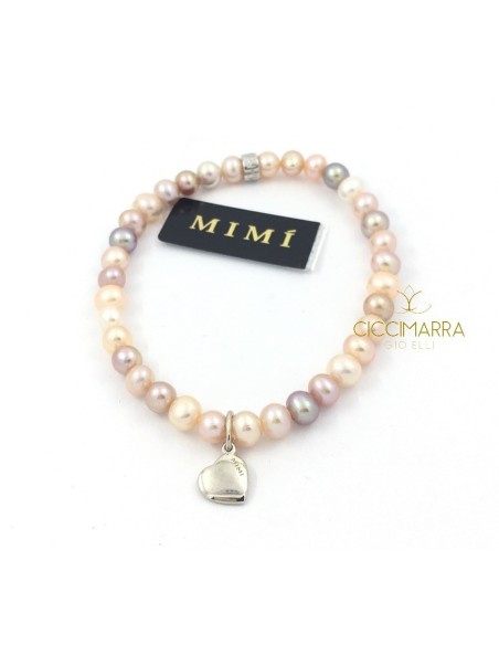 Elastisches Mim-Armband mit bunten Perlen und Herz