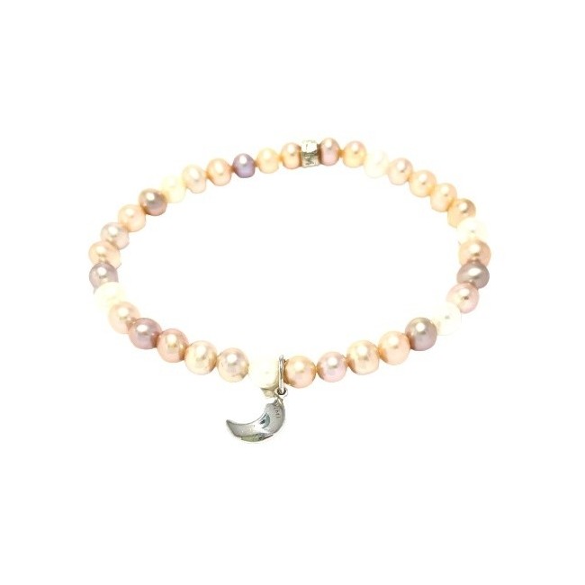 Mimì elastisches Armband mit bunten Perlen und Mond - B0M026A4