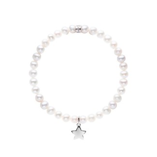 Mimì elastic bracelet with white pearls and star - B0M027A1