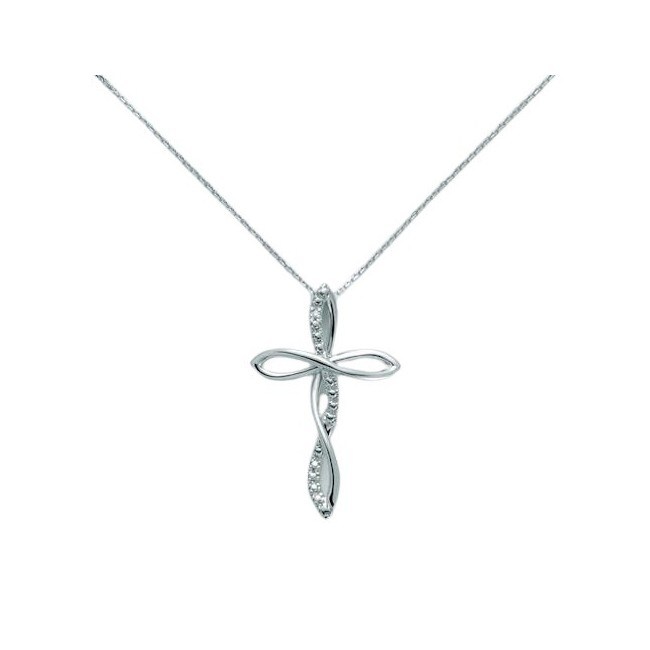 Miluna necklace in white gold with cross and diamond - CLD4260