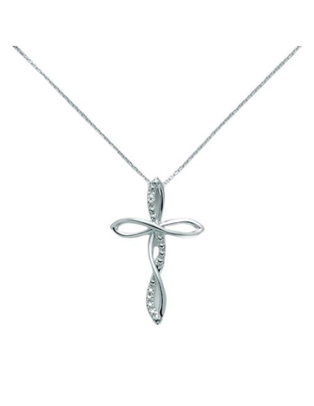 Miluna Halskette aus Weißgold mit Kreuz und Diamant - CLD4260