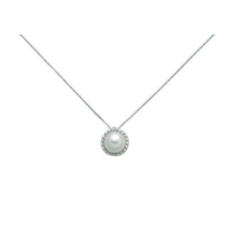 Miluna pearl necklace with white gold torchon contour - PCL5738