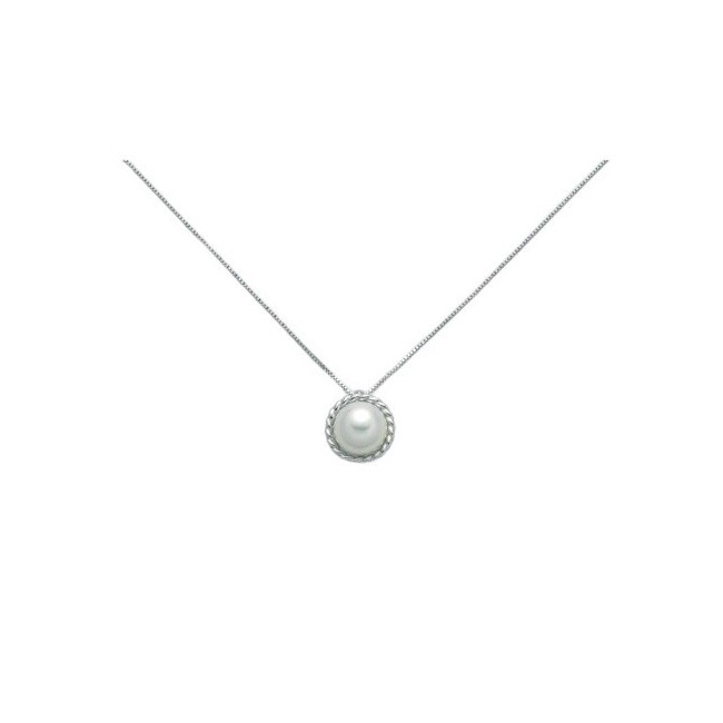 Miluna pearl necklace with white gold torchon contour - PCL5738