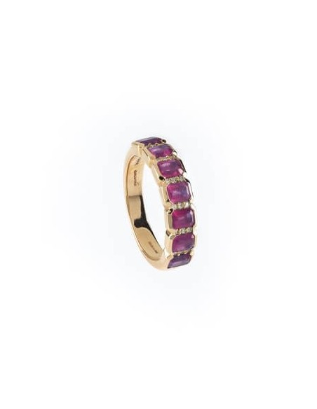 Regina Salvini eternity ring with seven rubies, pink gold and diamonds