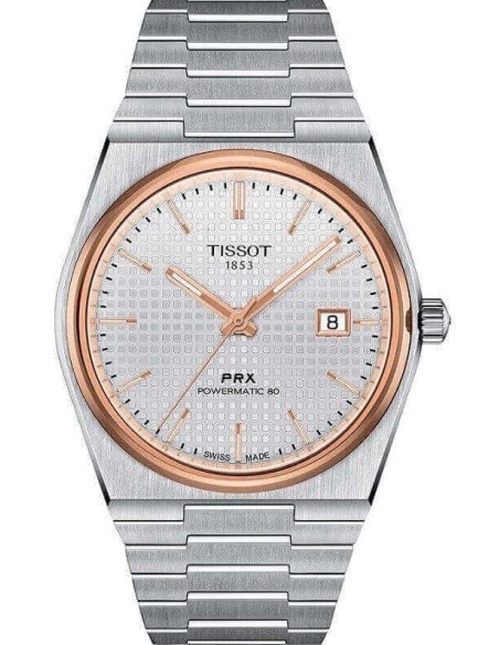 Orologio Tissot PRX Powermatic80 bianco e rosè T1374072103100