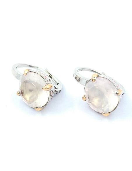 Orecchini Mimi Vulcanica con quarzo rosa e smalto rosa M21VVM02